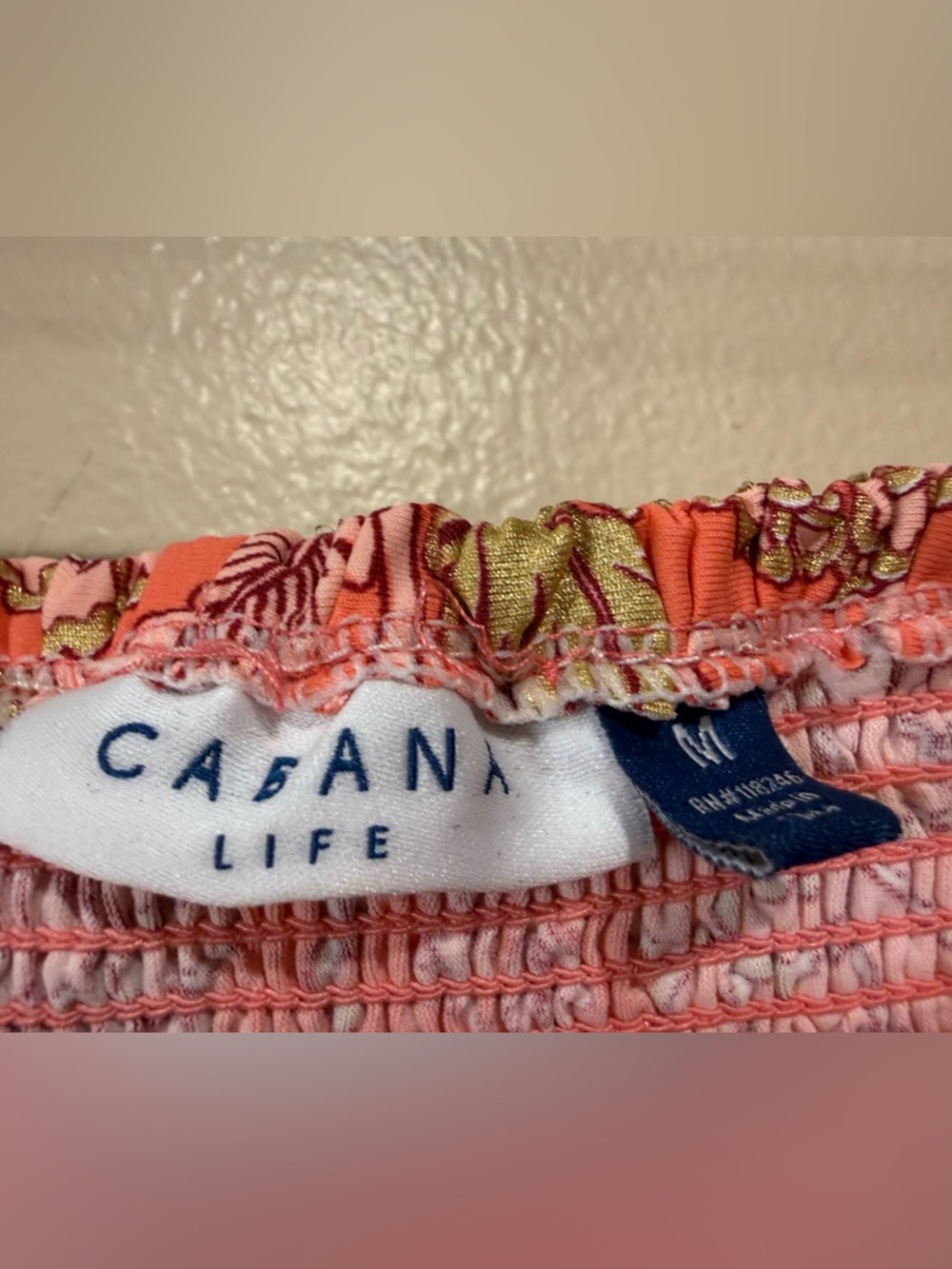 Cabana Life Dress Womens medium Off the Shoulder Tassels UPF Protection Floral - Picture 3 of 9